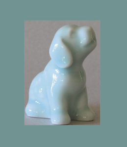 Chinese Year of the Dog Figurine Celadon Glazed Porcelain
