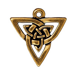 Triangle Celtic Knot Charm in Antique Gold-Plated Pewter by TerraCast