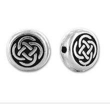 Load image into Gallery viewer, Celtic Knot Bead Small Puffed Antique Silver-Plated Pewter Bead by TerraCast