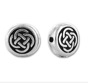 Celtic Knot Bead Small Puffed Antique Silver-Plated Pewter Bead by TerraCast