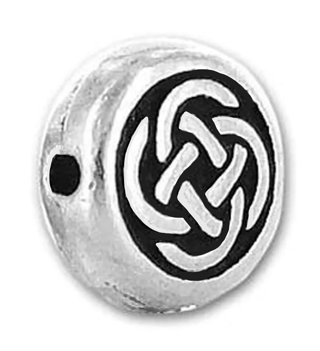 Celtic Knot Bead Small Puffed Antique Silver-Plated Pewter Bead by TerraCast