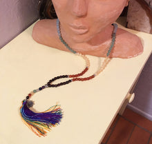 Load image into Gallery viewer, Chakra Meditation Beads - 8mm 108 Bead Mala with Rainbow Tassel and Lotus Charm