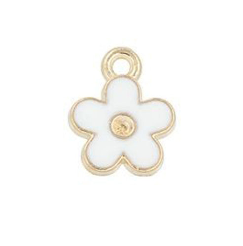 Flower Charm Tiny Gold White