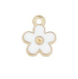 Flower Charm Tiny Gold White