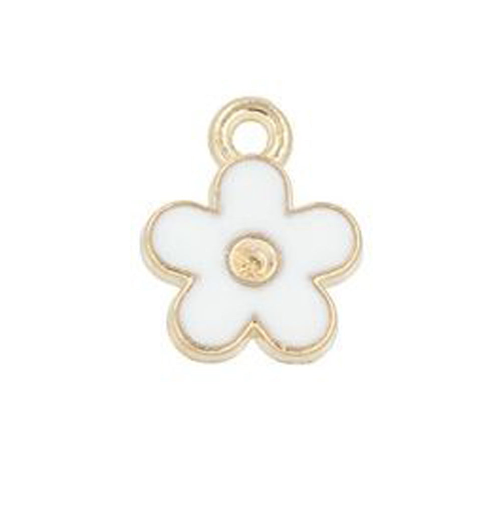 Flower Charm Tiny Gold White