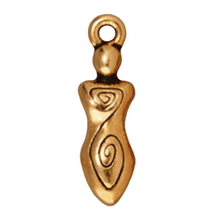 Load image into Gallery viewer, Spiral Goddess Charm by TierraCast in Antique 14k Gold Plate