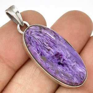 Charoite Pendant in long oval