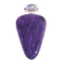 Load image into Gallery viewer, Siberian Charoite Pendant with Rainbow Moonstone