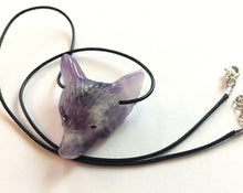 Load image into Gallery viewer, Chevron Amethyst Wolf Head Pendant