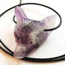Load image into Gallery viewer, Chevron Amethyst Wolf Head Pendant