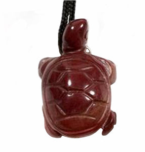 Red Jasper Turtle Amulet on Black Cord aka Turtle Fetish