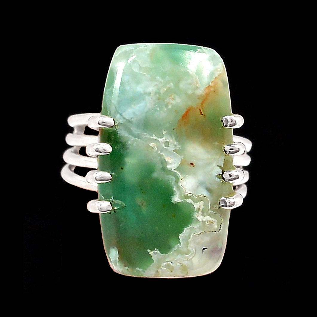 Chrysoprase Ring Sterling Silver 4-Band Size 6 Ring
