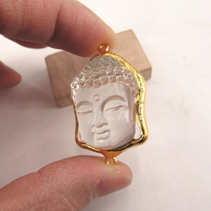 Buddha Bead Clear Resin Connector Bead with Gold Plate Edge