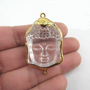 Buddha Bead Clear Resin Connector Bead with Gold Plate Edge