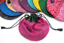 Load image into Gallery viewer, Silk Sari Drawstring Pouch Bag in small size