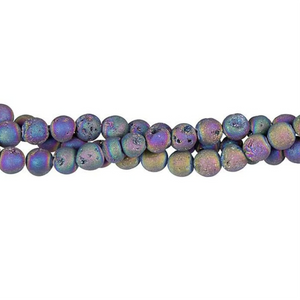 Cobalt Royal Aura Agate 6mm Round Beads with Druzy