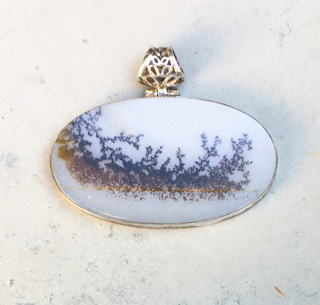 Dendritic Agate Pendant set in Sterling Silver