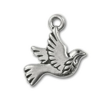 Load image into Gallery viewer, Dove Silver Plated Pewter Charm with Antique Finish