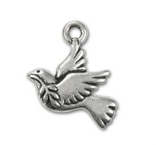 Load image into Gallery viewer, Dove Silver Plated Pewter Charm with Antique Finish