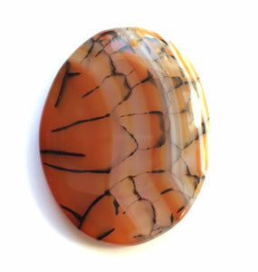 Dragon Veins Agate Bead Oval Focal Bead - Autumn tones with butterfly like markings