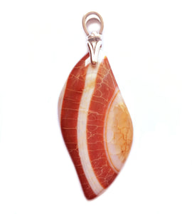 Dragon Veins Agate Pendant in Flame Shape with sterling silver swivel bail