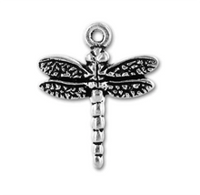 Load image into Gallery viewer, Dragonfly Silver Charm with Antique Finish