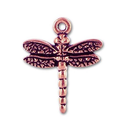 Dragonfly Charm Antique Finish Copper