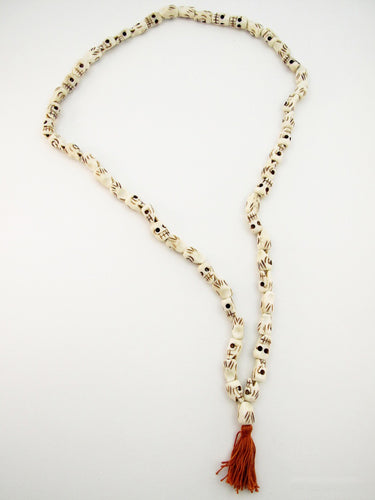 Fancy Water Buffalo Bone Skull 32 Inch Mala Style Beads - Embrace the power of Kali