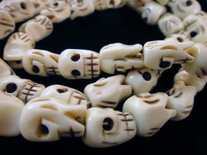 Fancy Water Buffalo Bone Skull 32 Inch Mala Style Beads - Embrace the power of Kali