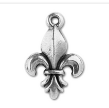 Load image into Gallery viewer, Fleur de Lis Silver Charm with Antique Finish