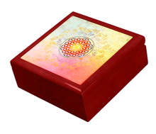 Load image into Gallery viewer, Flower of Life Mahogany Jewelry Keepsake Box