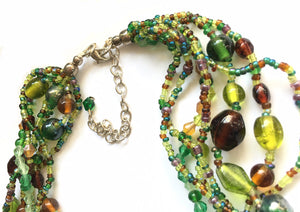 Forest Dweller Necklace of tumbled glass