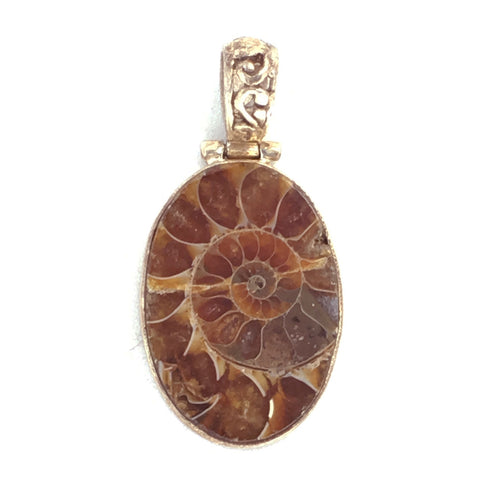 Fossilized Moroccan Ammonite Pendant - Sacred Geometry