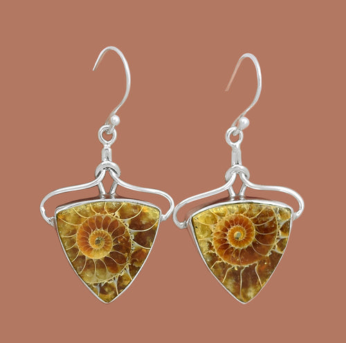 Ammonite Earrings Silver Celtic Earrings Sacred Geometry
