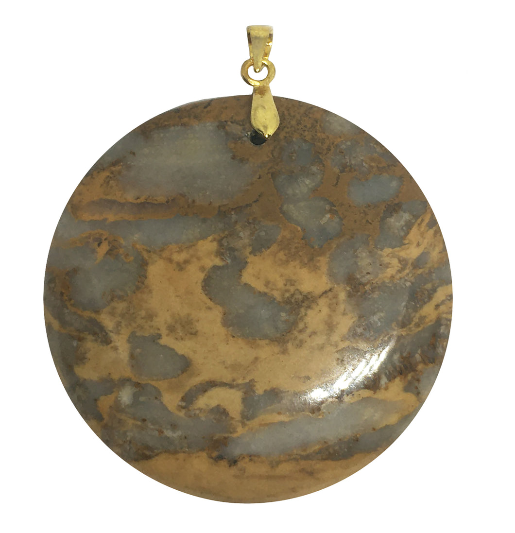 Fossilized Coral Jasper Pendant with 14K gold-plated Silver Bail