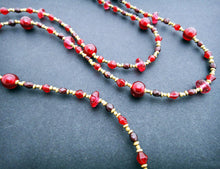 Load image into Gallery viewer, Gaia Glass Bead Necklace in Red for the Element of Fire