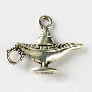 Genie Lamp Pendant or Charm in Antique Silver