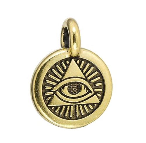 Eye of Providence Charm gold plated Pewter by TierraCast