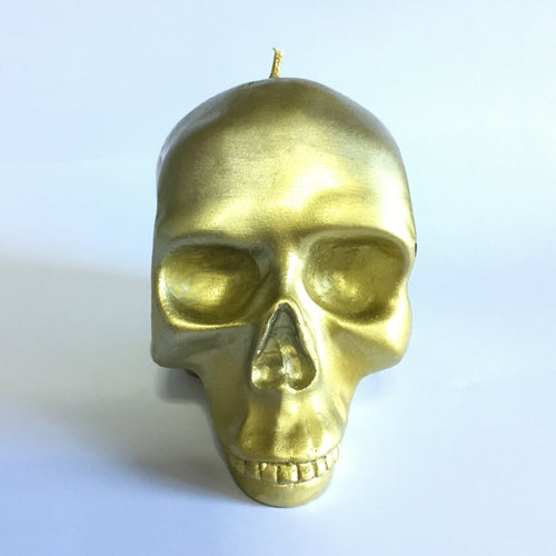 Gold Skull Candle in Gold