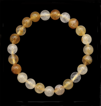 Load image into Gallery viewer, Orange Elestial Quartz Bead Bracelet Fire Quartz 8mm Beads Elastic