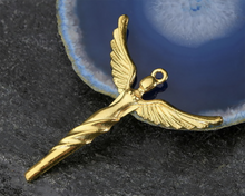 Load image into Gallery viewer, Winged Nike Goddess Gold Plated Brass Pendant