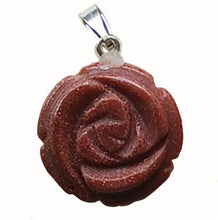 Load image into Gallery viewer, Goldstone Pendant Carved Rose Small Size
