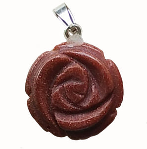 Goldstone Pendant Carved Rose Small Size