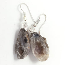 Load image into Gallery viewer, Druzy Earrings Super Sparkly Grey Agate Geode with Silver Ear Wires