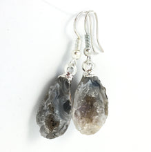 Load image into Gallery viewer, Druzy Earrings Super Sparkly Grey Agate Geode with Silver Ear Wires