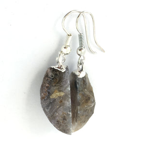 Druzy Earrings Super Sparkly Grey Agate Geode with Silver Ear Wires