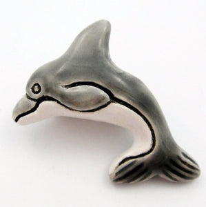 Gray Dolphin Ceramic Bead