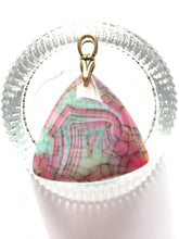 Load image into Gallery viewer, Dragon Veins Agate pendant with reproduction brass art deco bail