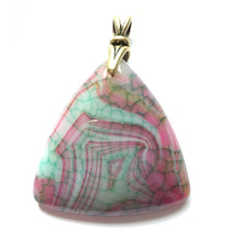 Load image into Gallery viewer, Dragon Veins Agate pendant with reproduction brass art deco bail