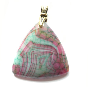 Dragon Veins Agate pendant with reproduction brass art deco bail